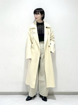 「アイテム（ステンカラーコート）」を使った、sakiさん（レディース・162cm・30代）の冬コーディネート