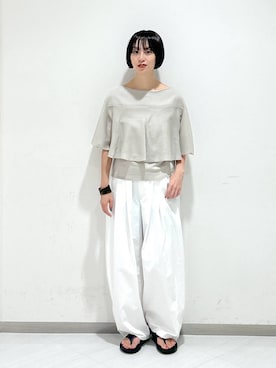 「アイテム（アクセサリー、ベージュ系）」を使った、sakiさん（レディース・162cm）の夏コーディネート