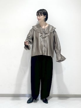 「アイテム（スラックス）」を使った、sakiさん（レディース・162cm・30代）の秋コーディネート