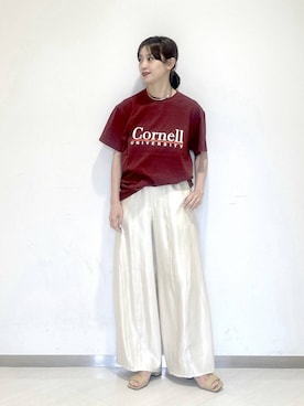 「A part by（アパートバイ）のネックカフ（ネックレス、シルバー系）」を使った、sakiさん（レディース・162cm）の春コーディネート