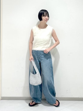 「アイテム（ニット/セーター）」を使った、sakiさん（レディース・162cm・30代）の夏コーディネート