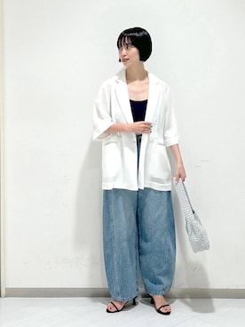 「A part by（アパートバイ）のApbコクーンデニムパンツ（デニムパンツ）」を使った、sakiさん（レディース・162cm・30代）の夏コーディネート