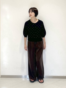 「A part by（アパートバイ）のイージーストレートパンツ（スラックス）」を使った、sakiさん（レディース・162cm・30代）の夏コーディネート