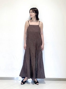 「A part by（アパートバイ）のネックカフ（ネックレス、シルバー系）」を使った、sakiさん（レディース・162cm）の春コーディネート