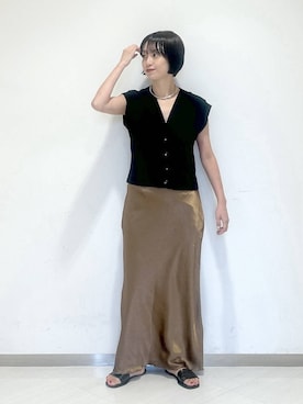 「アイテム（ベスト）」を使った、sakiさん（レディース・162cm・30代）の夏コーディネート