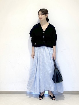 「A part by（アパートバイ）のハートモチーフバッグ（ショルダーバッグ、ブラック系）」を使った、sakiさん（レディース・162cm）の春コーディネート