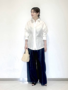 「A part by（アパートバイ）のテンセルデニムパンツ（デニムパンツ、ブルー系）」を使った、sakiさん（レディース・162cm）の夏コーディネート