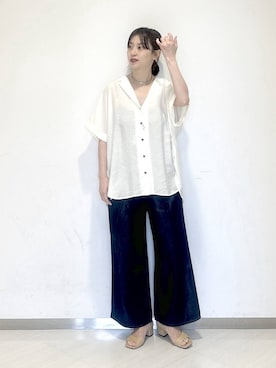「A part by（アパートバイ）のネックカフ（ネックレス、シルバー系）」を使った、sakiさん（レディース・162cm）の春コーディネート