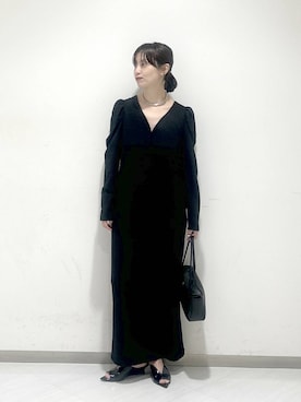 「A part by（アパートバイ）のネックカフ（ネックレス、シルバー系）」を使った、sakiさん（レディース・162cm）の春コーディネート