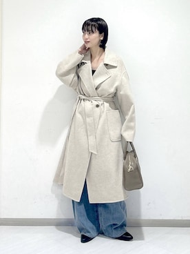 「アイテム（ステンカラーコート）」を使った、sakiさん（レディース・162cm・30代）の秋コーディネート