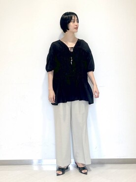 「e/rm（イーアールエム）のアイテム（シャツ/ブラウス）」を使った、sakiさん（レディース・162cm）の夏コーディネート