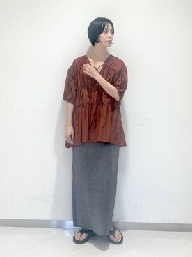 「e/rm（イーアールエム）のアイテム（シャツ/ブラウス）」を使った、sakiさん（レディース・162cm）の夏コーディネート