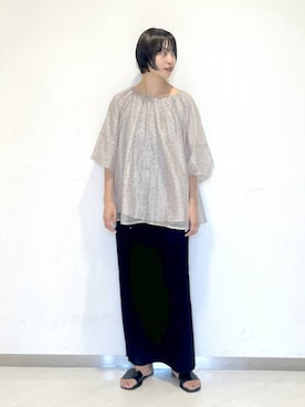「A part by（アパートバイ）のバルーンドットブラウス（シャツ/ブラウス）」を使った、sakiさん（レディース・162cm）の夏コーディネート
