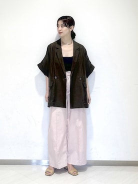 「A part by（アパートバイ）のネックカフ（ネックレス、シルバー系）」を使った、sakiさん（レディース・162cm）の春コーディネート
