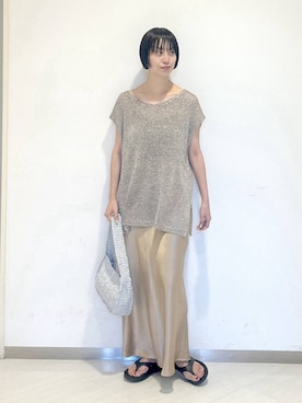 「アイテム（ニット/セーター）」を使った、sakiさん（レディース・162cm・30代）の夏コーディネート