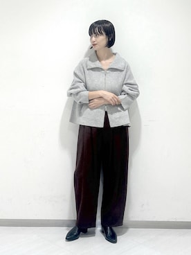 「アイテム（ブルゾン、グレー系）」を使った、sakiさん（レディース・162cm）の秋コーディネート