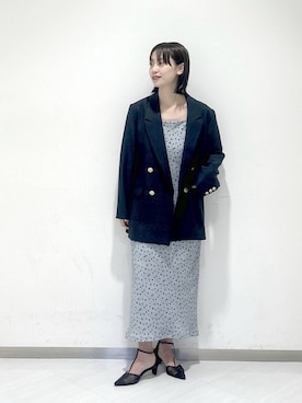 「A part by（アパートバイ）のLNTテーラードジャケット（テーラードジャケット、ブルー系）」を使った、sakiさん（レディース・162cm）の春コーディネート