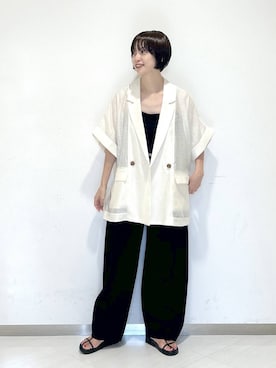 「A part by（アパートバイ）のApbコクーンデニムパンツ（デニムパンツ）」を使った、sakiさん（レディース・162cm・30代）の夏コーディネート