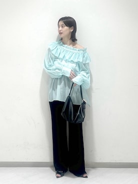 「A part by（アパートバイ）のハートモチーフバッグ（ショルダーバッグ、ブラック系）」を使った、sakiさん（レディース・162cm）の春コーディネート