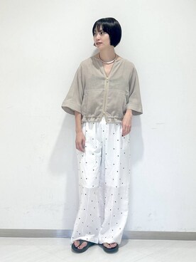 「A part by（アパートバイ）のネックカフ（ネックレス）」を使った、sakiさん（レディース・162cm）の夏コーディネート