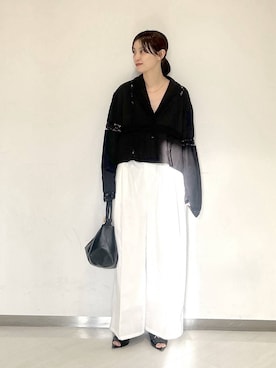 「A part by（アパートバイ）のハートモチーフバッグ（ショルダーバッグ、ブラック系）」を使った、sakiさん（レディース・162cm）の春コーディネート