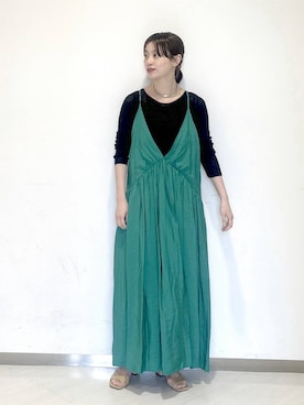 「A part by（アパートバイ）のネックカフ（ネックレス、シルバー系）」を使った、sakiさん（レディース・162cm）の春コーディネート