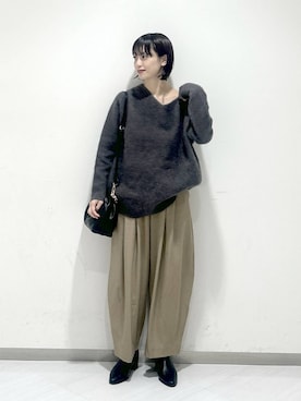 「アイテム（スラックス）」を使った、sakiさん（レディース・162cm・30代）の冬コーディネート