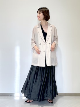 「麻ジャケット」｜sakiさん（レディース・162cm）の春コーディネート