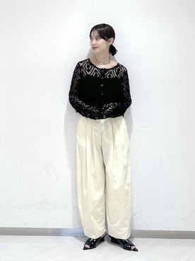 「A part by（アパートバイ）のネックカフ（ネックレス、シルバー系）」を使った、sakiさん（レディース・162cm）の春コーディネート