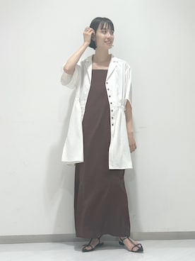 「ドロストシャツ」｜sakiさん（レディース・162cm）の夏コーディネート