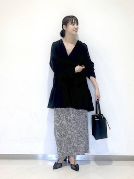 「A part by（アパートバイ）のプリーツイージータイトスカート2（スカート、ベージュ系）」を使った、sakiさん（レディース・162cm）の春コーディネート