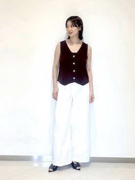 「A part by（アパートバイ）のネックカフ（ネックレス、シルバー系）」を使った、sakiさん（レディース・162cm）の春コーディネート
