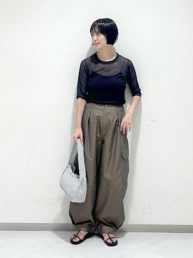 「アイテム（カーゴパンツ）」を使った、sakiさん（レディース・162cm・30代）の夏コーディネート