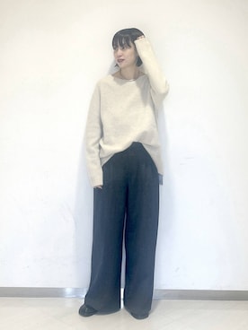 「アイテム（スラックス）」を使った、sakiさん（レディース・162cm・30代）の秋コーディネート