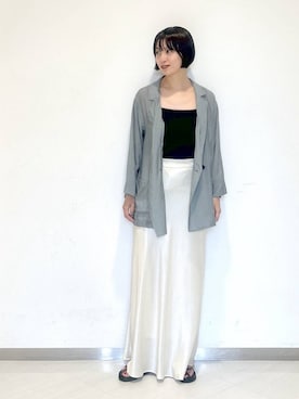 「A part by（アパートバイ）のブライトナロースカート（スカート）」を使った、sakiさん（レディース・162cm・30代）の夏コーディネート