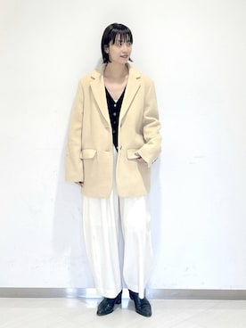 「アイテム（スラックス）」を使った、sakiさん（レディース・162cm・30代）の秋コーディネート