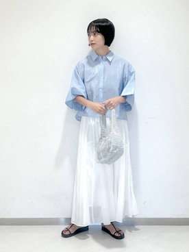 「ロングスカート」｜「アイテム（シャツ/ブラウス）」を使った、sakiさん（レディース・162cm・30代）の夏コーディネート