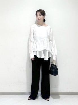 「A part by（アパートバイ）のチェーン2WAYBAG（ショルダーバッグ、ブラック系）」を使った、sakiさん（レディース・162cm）の春コーディネート