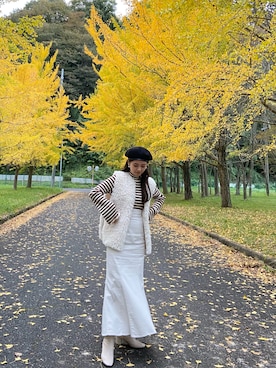 「GRL」｜「アイテム（ハンチング/ベレー帽）」を使った、まりめろ(中村真凜)さん（レディース・150cm）の秋コーディネート