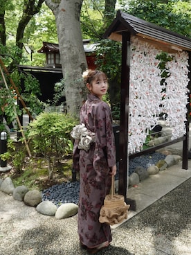 「アイテム（浴衣）」を使った、まりめろ(中村真凜)さん（レディース・150cm・20代）の夏コーディネート