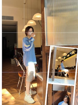 「休闲」｜「アイテム（スニーカー）」を使った、Móさん（レディース・162cm）の春コーディネート