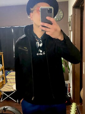 「WACKO MARIA（ワコマリア）のアイテム（ジャケット/アウター、ブラック系）」を使った、UGOSAさん（メンズ・174cm）の秋コーディネート