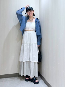 「アイテム（キャップ）」を使った、おかゆ❤︎彡さん（レディース・158cm・20代）の夏コーディネート