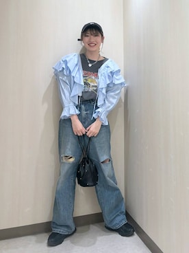 「アイテム（キャップ）」を使った、おかゆ❤︎彡さん（レディース・158cm・20代）の春コーディネート