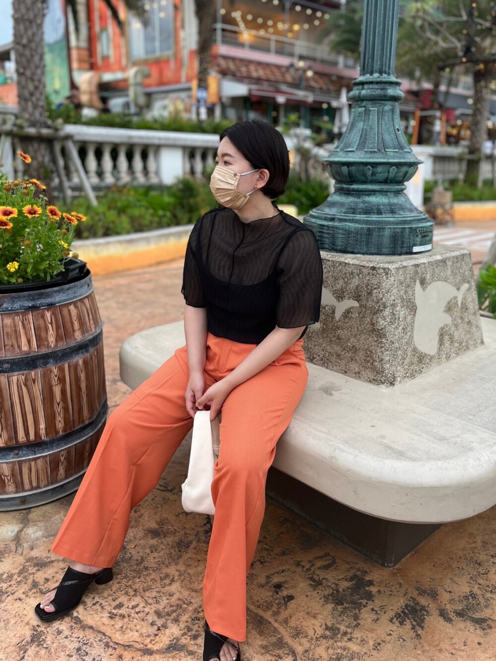 「きれいめカジュアル、パンツコーデ、プチプラ、お洒落さんとつながりたい、オトナ女子、今日のコーデ、サンダル、大人コーデ、おでかけコーデ、このスタイルがお気に入り」｜「しまむらのアイテム（サンダル、ブラック系）」を使った、YAMAMIさん（レディース・159cm）の夏コーディネートの1枚目の写真