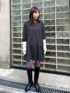 ワンピース グレー系 を使った カラータイツ の人気ファッションコーディネート Wear