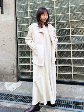 「Kastane（カスタネ）のアイテム（ベスト）」を使った、nakao takakoさん（レディース・159cm）の冬コーディネート