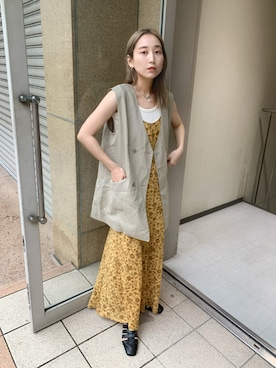 「Kastane（カスタネ）のアイテム（ベスト）」を使った、nakao takakoさん（レディース・159cm）の夏コーディネート