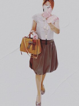 「Kenneth Jay Lane（ネスジェイレーン）のアイテム」を使った、Lenさん（レディース・151cm）の秋コーディネート