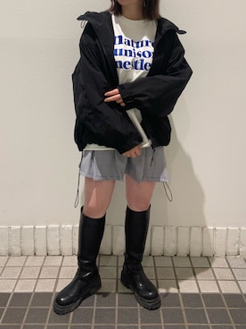 「one after another NICE CLAUP（ワンアフターアナザーナイスクラップ）のアイテム（マウンテンパーカー）」を使った、小川こゆきさん（レディース・152cm）の冬コーディネート